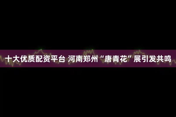 十大优质配资平台 河南郑州“唐青花”展引发共鸣